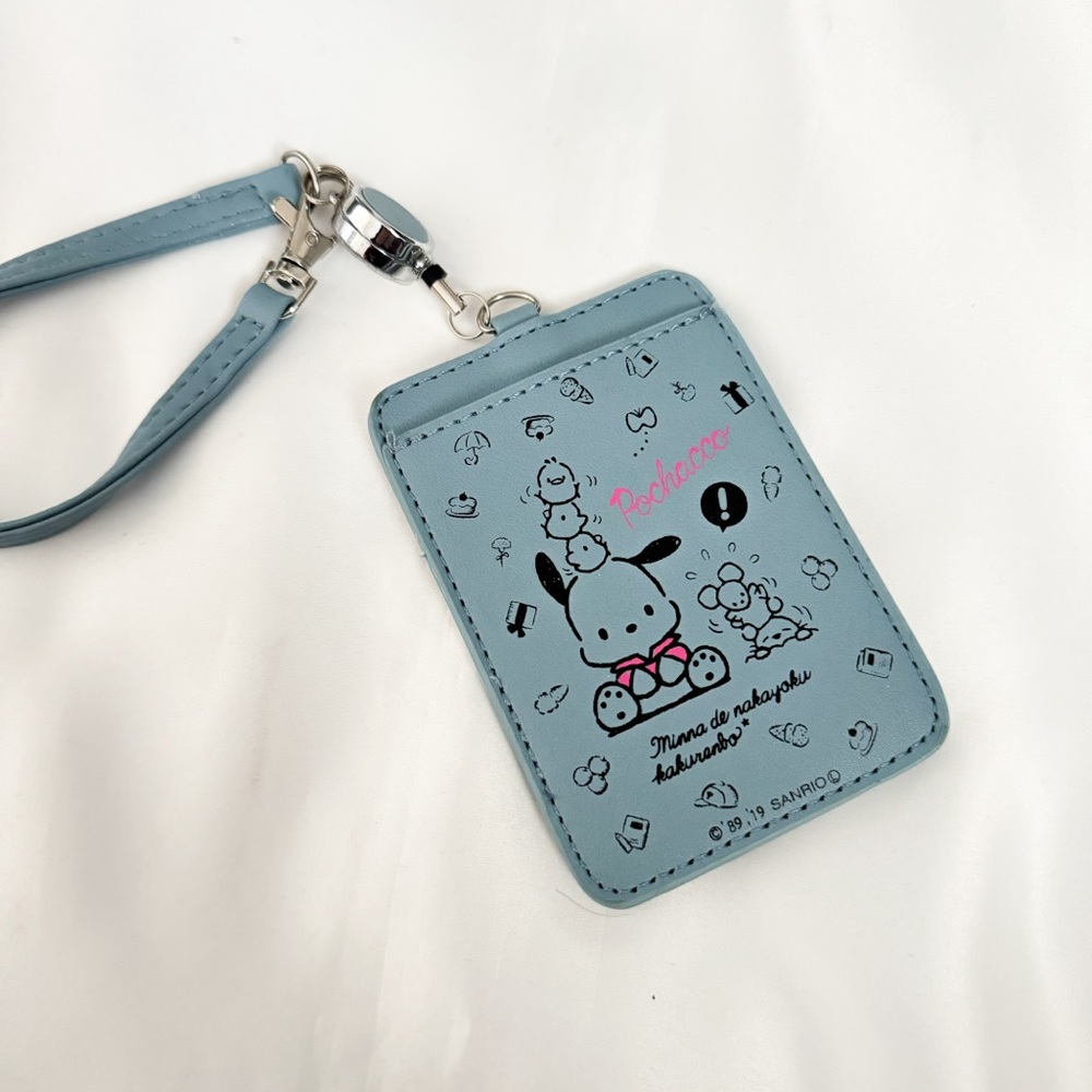 Sanrio blue pochacco id card holder lanyard